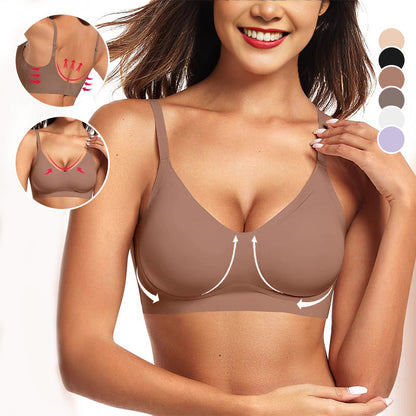 🏆 Last Day Special Price £9.99 ! 💐Jelly Wireless Womens Comfortable Wireless Bras Push Up Bralettes Seamless Tshirts Bras Deep V Everyday Bras