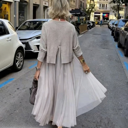 🌸Elegant Mesh, Romantic Flow – Women's Knit Top & Sleeveless Dress Set ✨