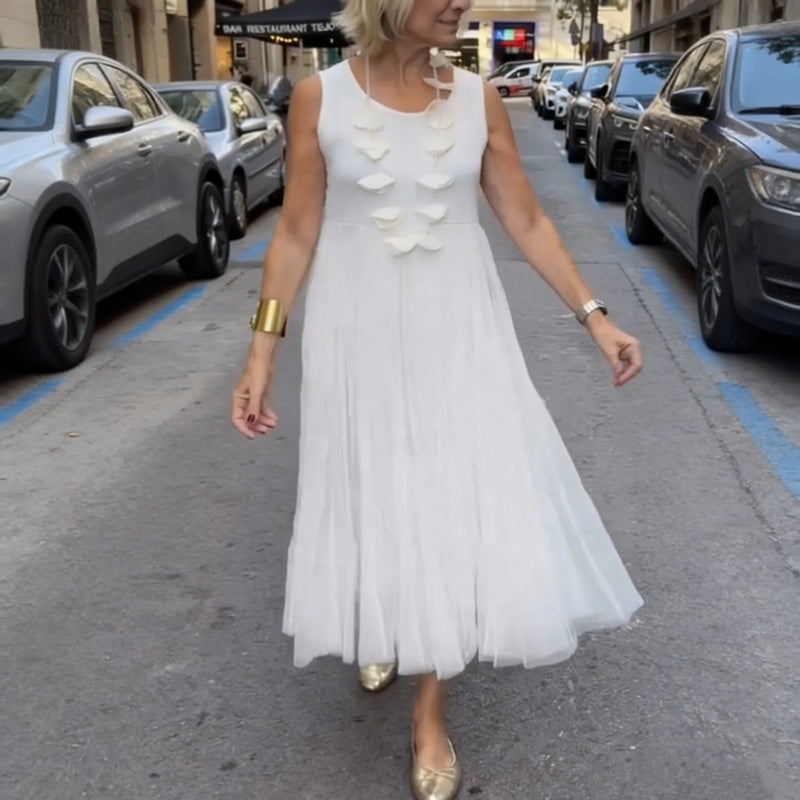 🌸Elegant Mesh, Romantic Flow – Women's Knit Top & Sleeveless Dress Set ✨