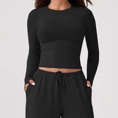 👗High-Waist Slimming, Elongating✨ Women's Two-Piece Set – Fitted Top & Wide-Leg Pants, Flattering Silhouette ✨