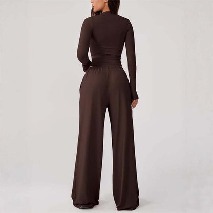 👗High-Waist Slimming, Elongating✨ Women's Two-Piece Set – Fitted Top & Wide-Leg Pants, Flattering Silhouette ✨