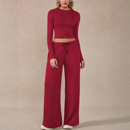 👗High-Waist Slimming, Elongating✨ Women's Two-Piece Set – Fitted Top & Wide-Leg Pants, Flattering Silhouette ✨