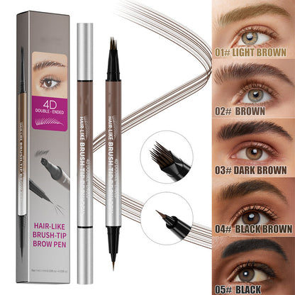 ✏️Microblade Precision, Natural Hair Strokes👁️ Dual-Ended Brow & Eyeliner Pen – Four-Prong Tip | Effortlessly Create Natural Brows, Perfect for Daily Makeup ✨