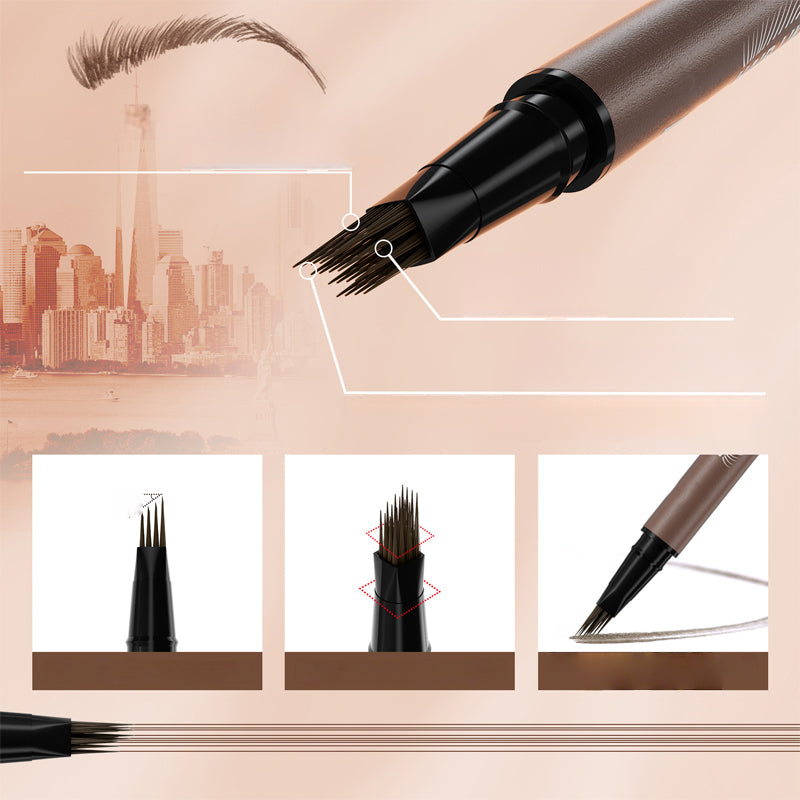 ✏️Microblade Precision, Natural Hair Strokes👁️ Dual-Ended Brow & Eyeliner Pen – Four-Prong Tip | Effortlessly Create Natural Brows, Perfect for Daily Makeup ✨