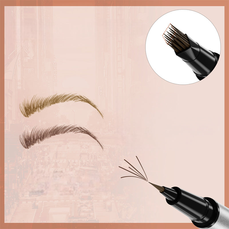✏️Microblade Precision, Natural Hair Strokes👁️ Dual-Ended Brow & Eyeliner Pen – Four-Prong Tip | Effortlessly Create Natural Brows, Perfect for Daily Makeup ✨