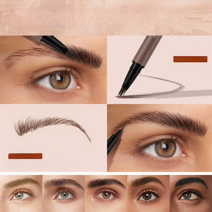 ✏️Microblade Precision, Natural Hair Strokes👁️ Dual-Ended Brow & Eyeliner Pen – Four-Prong Tip | Effortlessly Create Natural Brows, Perfect for Daily Makeup ✨