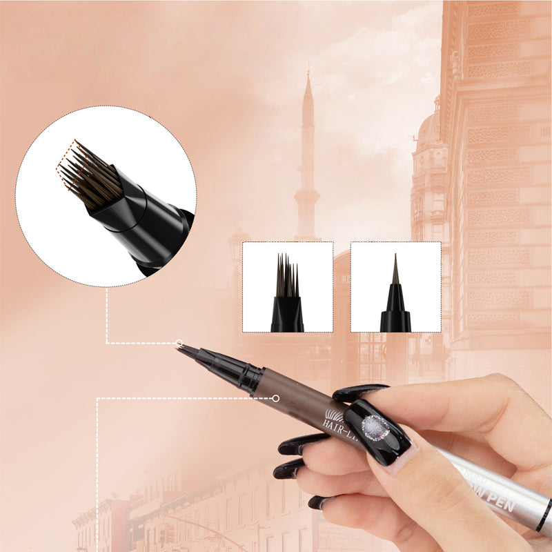 ✏️Microblade Precision, Natural Hair Strokes👁️ Dual-Ended Brow & Eyeliner Pen – Four-Prong Tip | Effortlessly Create Natural Brows, Perfect for Daily Makeup ✨