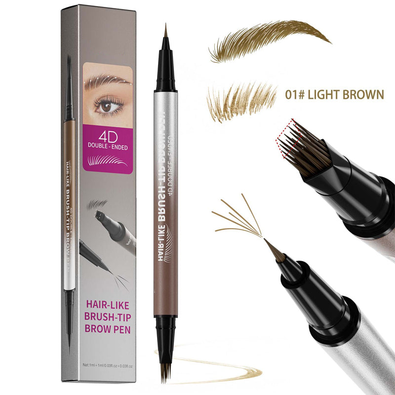 ✏️Microblade Precision, Natural Hair Strokes👁️ Dual-Ended Brow & Eyeliner Pen – Four-Prong Tip | Effortlessly Create Natural Brows, Perfect for Daily Makeup ✨