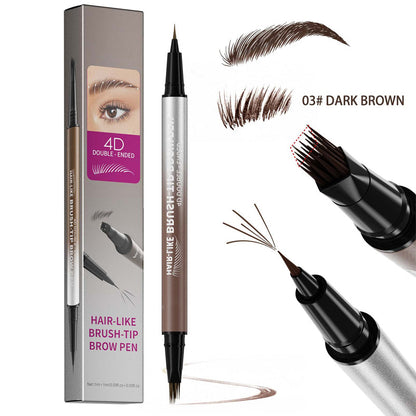 ✏️Microblade Precision, Natural Hair Strokes👁️ Dual-Ended Brow & Eyeliner Pen – Four-Prong Tip | Effortlessly Create Natural Brows, Perfect for Daily Makeup ✨