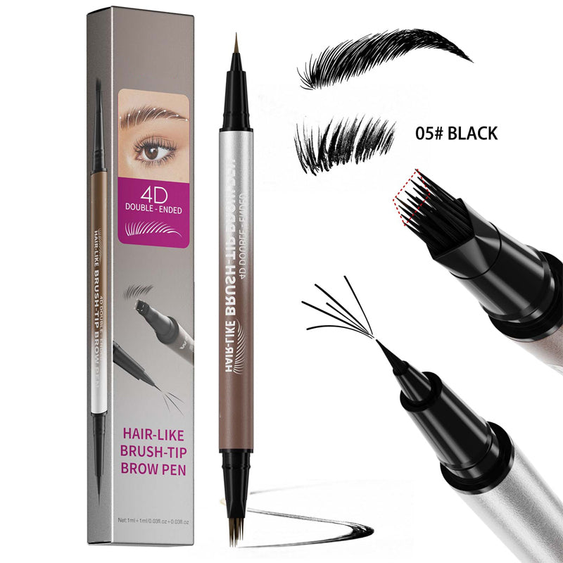 ✏️Microblade Precision, Natural Hair Strokes👁️ Dual-Ended Brow & Eyeliner Pen – Four-Prong Tip | Effortlessly Create Natural Brows, Perfect for Daily Makeup ✨