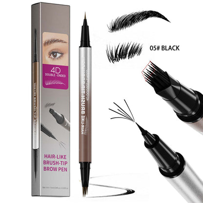 ✏️Microblade Precision, Natural Hair Strokes👁️ Dual-Ended Brow & Eyeliner Pen – Four-Prong Tip | Effortlessly Create Natural Brows, Perfect for Daily Makeup ✨