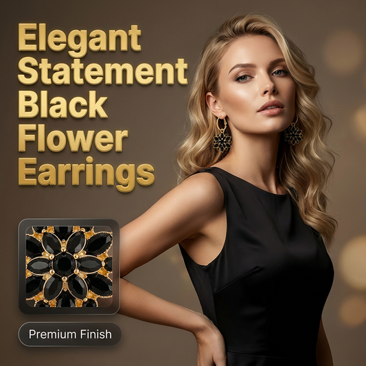 🖤✨ Cercei Delicați cu Floare Neagră – Mister și Eleganță pentru Ținuta Ta! 🌹💃