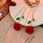 ✨💎 Cercei Moderni cu Cristale Roșu Trandafiriu – Eleganță și Strălucire în Fiecare Zi! 🌹👩