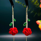 ✨💎 Cercei Moderni cu Cristale Roșu Trandafiriu – Eleganță și Strălucire în Fiecare Zi! 🌹👩
