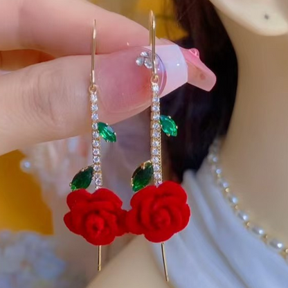 ✨💎 Cercei Moderni cu Cristale Roșu Trandafiriu – Eleganță și Strălucire în Fiecare Zi! 🌹👩