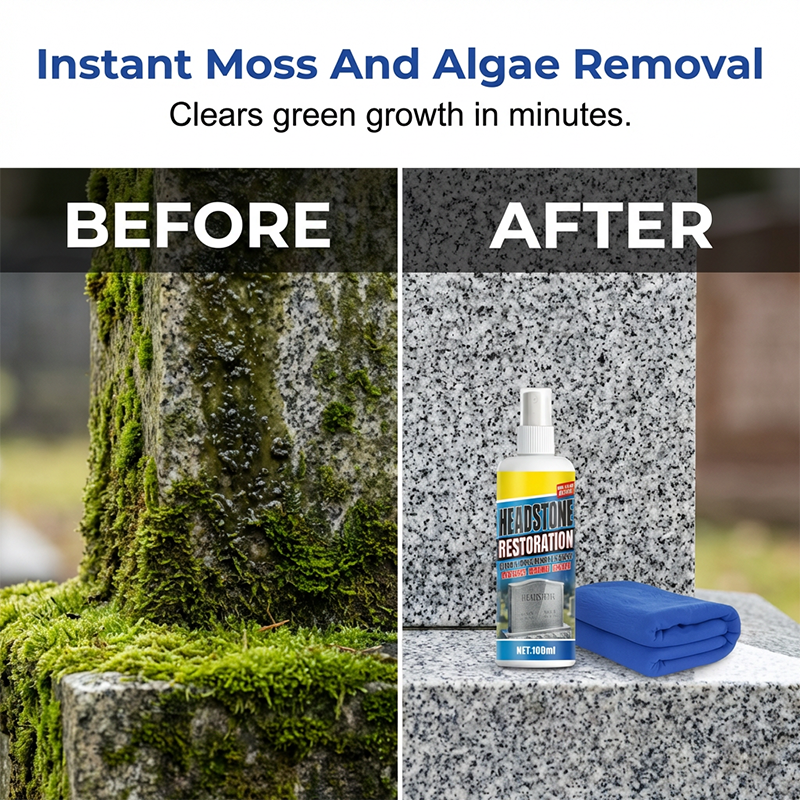 💖LAST DAY SALE 50% OFF!!🧽Restores Luster, Safe for All Stone🌿 Headstone Restoration Cleaning Spray – Professional Formula | Instantly Removes Moss, Algae & Stains, Brings Back Natural Beauty ✨
