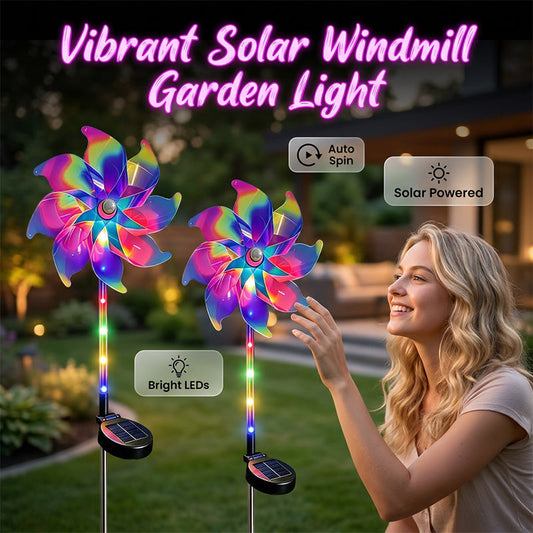 🌈✨ Pinwheel de Grădină Curcubeu cu Energie Solară – Magie și Culoare în Curtea Ta! 🏡💫