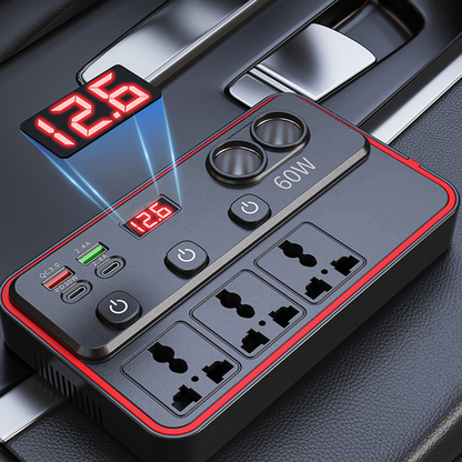 🔌⚡ Încărcător Auto Multifuncțional cu Prize AC & USB – Transformă-ți Mașina într-o Priză Mobilă! 🚗📱