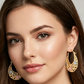 ✨🌙 Cercei Aurii în Formă de Semilună cu Flori din Email – Eleganță & Stil Boho-Chic! 🌸💫
