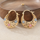 ✨🌙 Cercei Aurii în Formă de Semilună cu Flori din Email – Eleganță & Stil Boho-Chic! 🌸💫