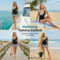 🌺👙 Set Tankini cu Talie Înaltă & Șort Imprimat Tropical – Stil de Resort & Siluetă Subțire! ✨🌴