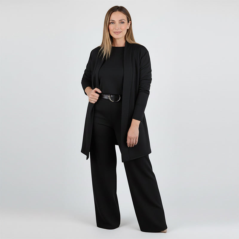 👗Elegant 3-Piece Set, Effortless Styling – Women's Long Cardigan, Top & Pants Set ✨