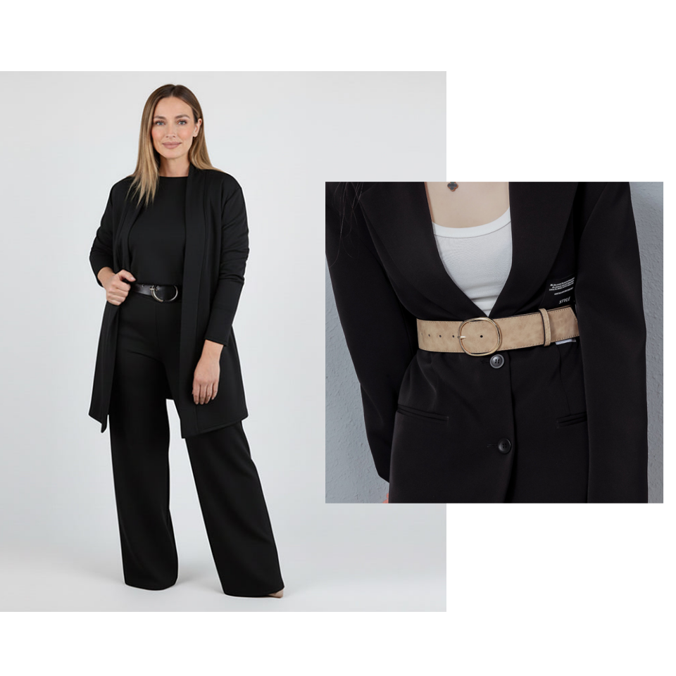 👗Elegant 3-Piece Set, Effortless Styling – Women's Long Cardigan, Top & Pants Set ✨