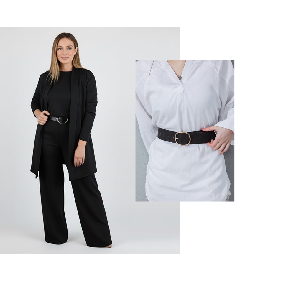 👗Elegant 3-Piece Set, Effortless Styling – Women's Long Cardigan, Top & Pants Set ✨