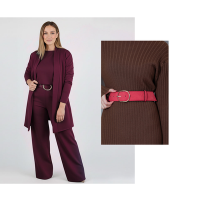 👗Elegant 3-Piece Set, Effortless Styling – Women's Long Cardigan, Top & Pants Set ✨
