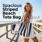 👜✨ Geantă Tote Clasică cu Dungi Verticale – Stil de Plajă, Încăpătoare și Perfectă pentru Cumpărături! 🏖️🛍️