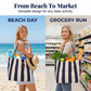 👜✨ Geantă Tote Clasică cu Dungi Verticale – Stil de Plajă, Încăpătoare și Perfectă pentru Cumpărături! 🏖️🛍️
