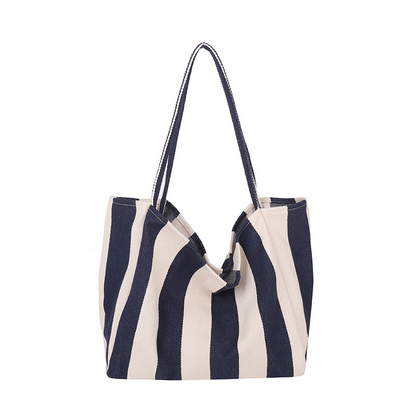 👜✨ Geantă Tote Clasică cu Dungi Verticale – Stil de Plajă, Încăpătoare și Perfectă pentru Cumpărături! 🏖️🛍️