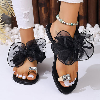 👡✨ Sandale de Plajă Elegante, cu Fundiță și Talpă Plată – Confort Absolut, Stil Fermecător și Pași Ușori! 🌊🎀