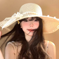 👒✨ Pălărie la Modă cu Boruri Larga și Fundă din Dantelă – Eleganță de Vară, Protecție Solară și Farmec Romantic! 🌸☀️