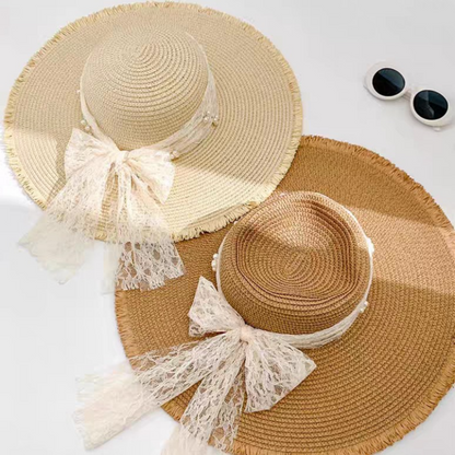 👒✨ Pălărie la Modă cu Boruri Larga și Fundă din Dantelă – Eleganță de Vară, Protecție Solară și Farmec Romantic! 🌸☀️