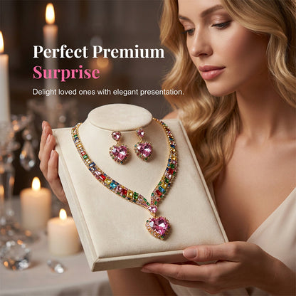 💖✨ Set de Colier și Cercei cu Inimă Sclipitoare – Strălucire de Neuitat, Eleganță Pură și Cadoul Ideal! 🎁👑