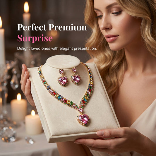 💖✨ Set de Colier și Cercei cu Inimă Sclipitoare – Strălucire de Neuitat, Eleganță Pură și Cadoul Ideal! 🎁👑