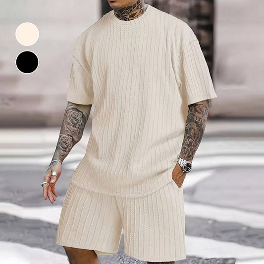 👕✨ Set de Vară pentru Bărbați (2 Piese) – Tricou Oversize cu Umeri Căzuți și Pantaloni Scurți cu Șnur: Stil Relaxat, Confort Absolut! 🩳😎