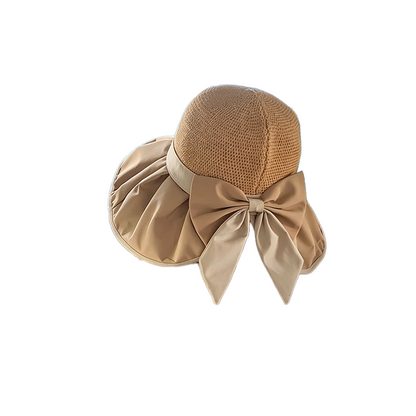 Breathable Knit Crown Sun Hat & Bow Detail