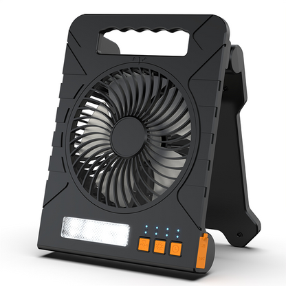 🌞 Ventilator de Exterior cu Dublă Sursă de Energie, Panou Solar și Lumină Integrată – Răcoare și Iluminat Sustenabil Oriunde te Afli! 🏕️