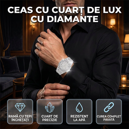 ✨ Ceas de Cuarț de Lux, Împodobit cu Diamante ⌚