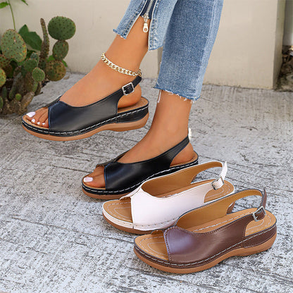 ✨ Sandale Vintage Confortabile cu Vârf Decupat pentru Femei 👡