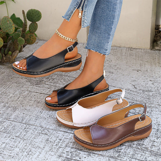 ✨ Sandale Vintage Confortabile cu Vârf Decupat pentru Femei 👡