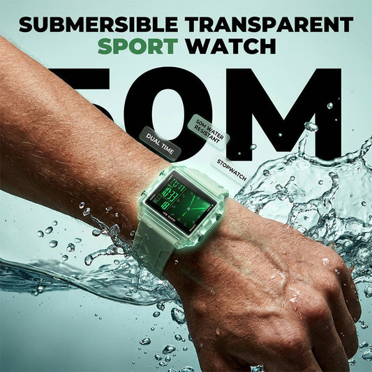 ✨ Ceas Digital Transparent, Rezistent la Apă ⌚