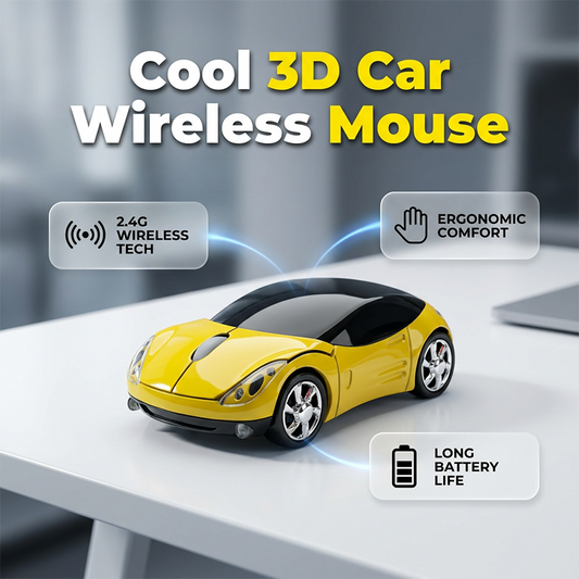 ✨ Mouse fără fir drăguț, în formă de mașinuță, cu personaje din desene animate 🚗