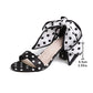 Women Polka Dot Block Heel Sandals