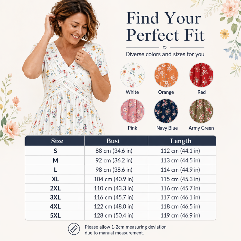 🌸Twist Waist, Slimming Fit👗 Women's V-Neck Floral Dress – Twist Waist Design | Perfect for Dates, Parties & Vacations, Accentuates Your Curves ✨