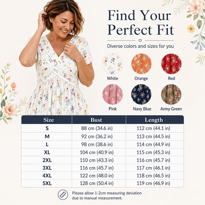 🌸Twist Waist, Slimming Fit👗 Women's V-Neck Floral Dress – Twist Waist Design | Perfect for Dates, Parties & Vacations, Accentuates Your Curves ✨