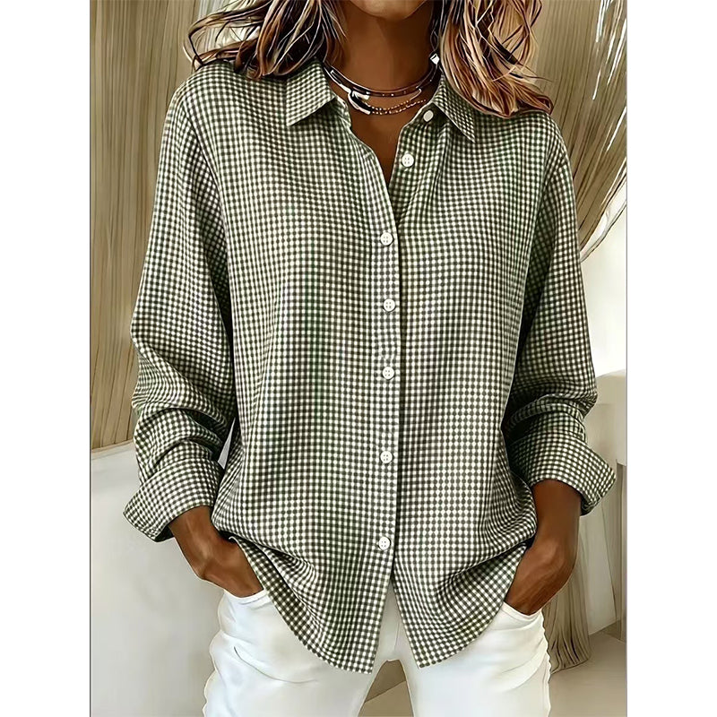 ✨Relaxed Plaid, Everyday Versatile👔 Relaxed Fit Plaid Button-Up – Modern Collar & Loose Fit