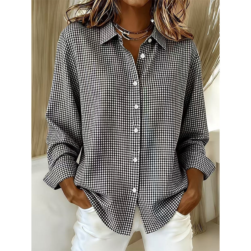✨Relaxed Plaid, Everyday Versatile👔 Relaxed Fit Plaid Button-Up – Modern Collar & Loose Fit